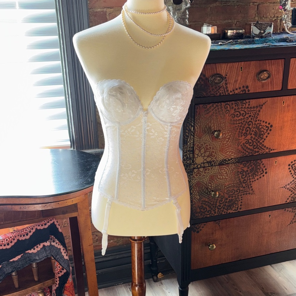 White Lace Bustier with Garter Straps